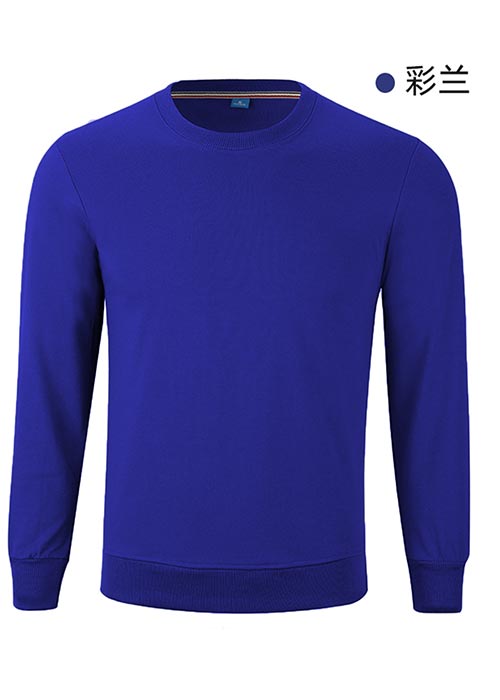 彩蘭色薄款長(zhǎng)袖圓領(lǐng)衛(wèi)衣定做