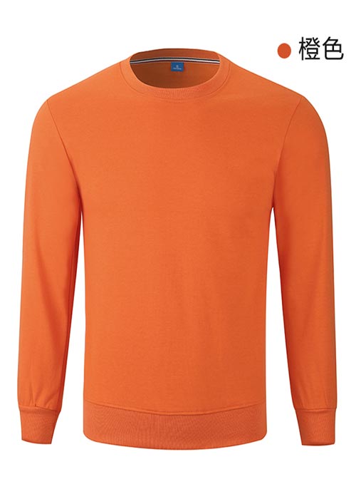 橙色薄長(zhǎng)袖線圈圓領(lǐng)衛(wèi)衣批發(fā)