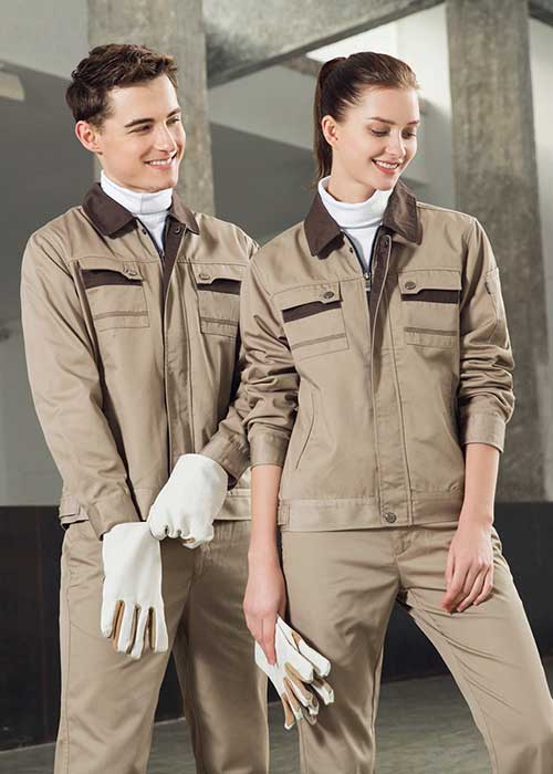 駝色長(zhǎng)袖勞保工作服批發(fā)定制