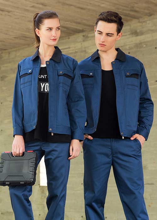 寶藍(lán)色長(zhǎng)袖工作服定做現(xiàn)貨批發(fā)