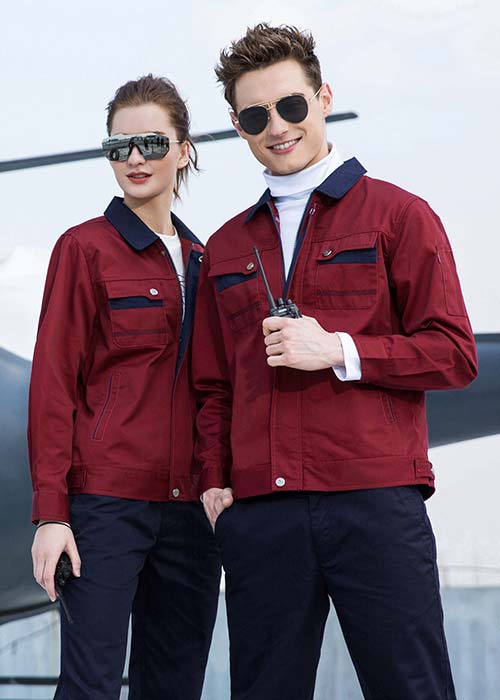 棗紅色長(zhǎng)袖工衣服訂做現(xiàn)貨批發(fā)