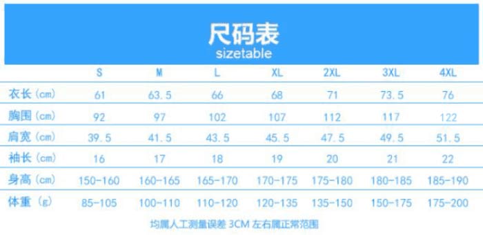 200克CVC面料間條衣領(lǐng)配織帶門瞳短袖POLO衫工作服尺寸圖表